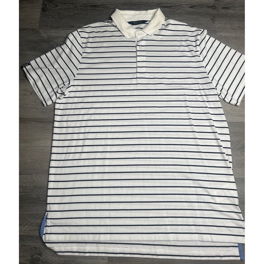 Polo Golf Ralph Lauren Polo Shirt Mens XL White Navy Striped Golf Casual